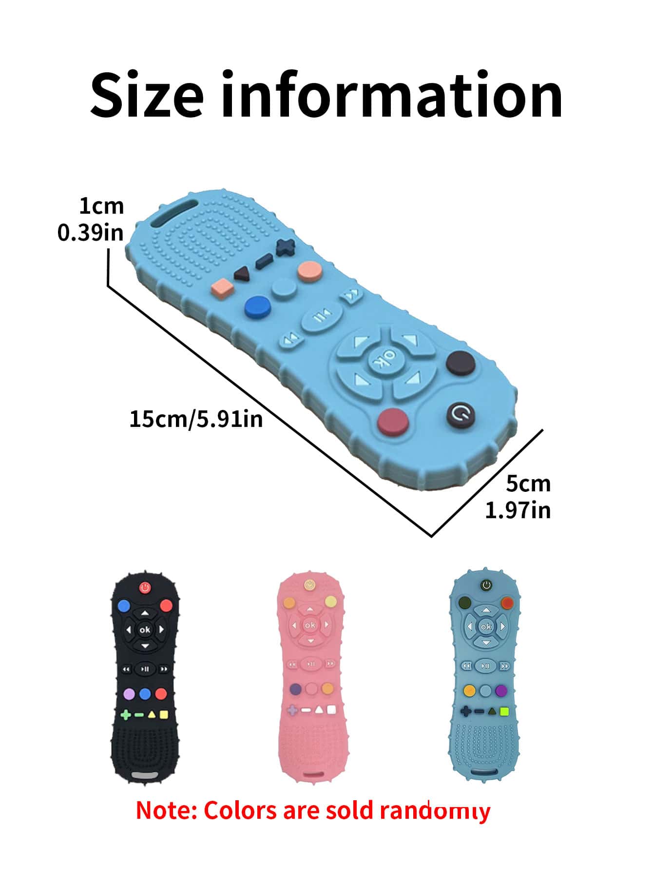 1pc Random Color Baby Tv Remote Control Shape Toy Silicone Teether Chewing Grasping Exercise Game