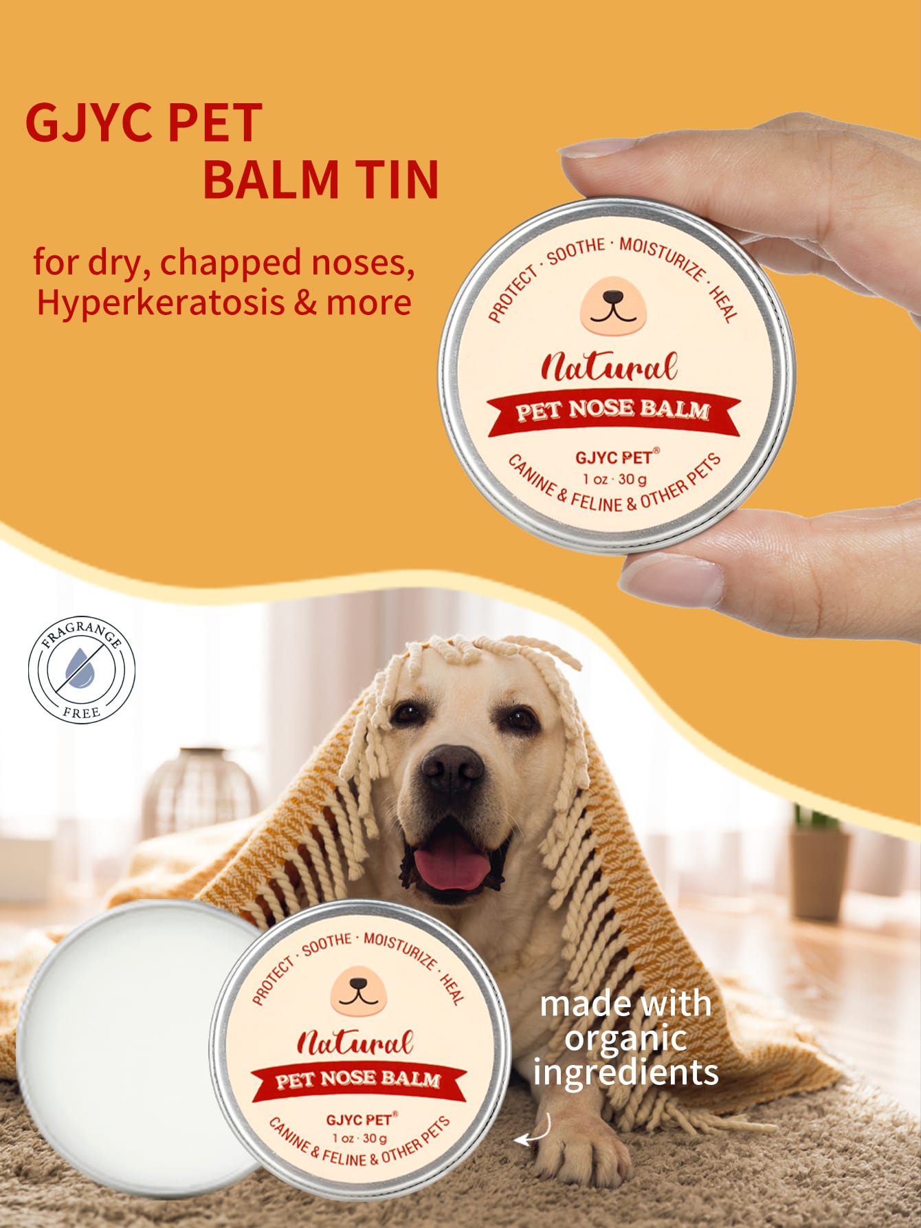 Pet Nose Moisturizing Balm 1 Oz: Prevents Dry Noses In Dogs And Cats (including French Bulldogs), Repairs Dryness And Cracks, Deeply Moisturizes, Can Be Licked Safely