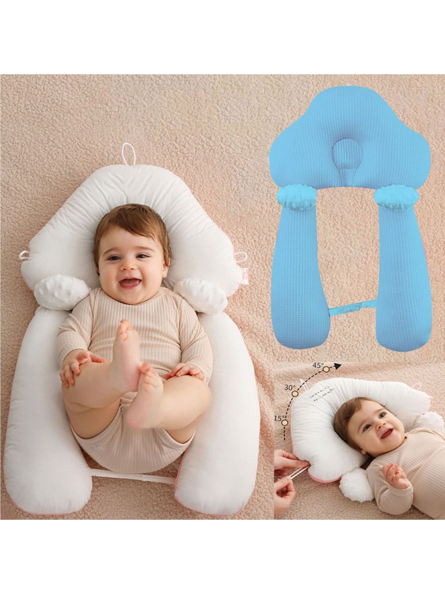 Baby anti emesis slope pad,Newborn feeding,Pillow bed in bed,Nursing Pillow,Baby shaped pillow -blue twins