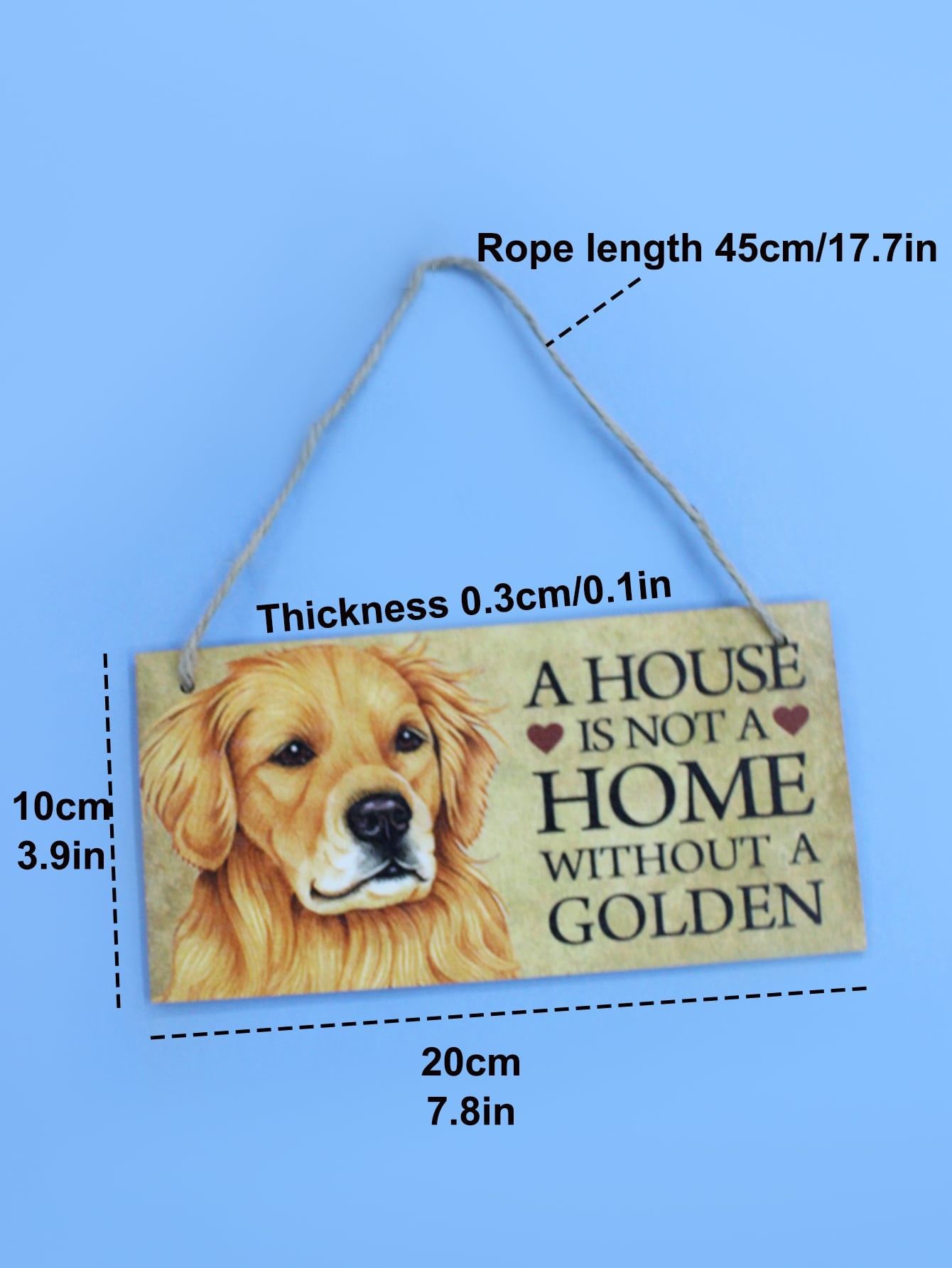 1pc Pet House Sign Plate With Golden Retriever Design And Decorative Slogan, European And American Style Wooden Plate