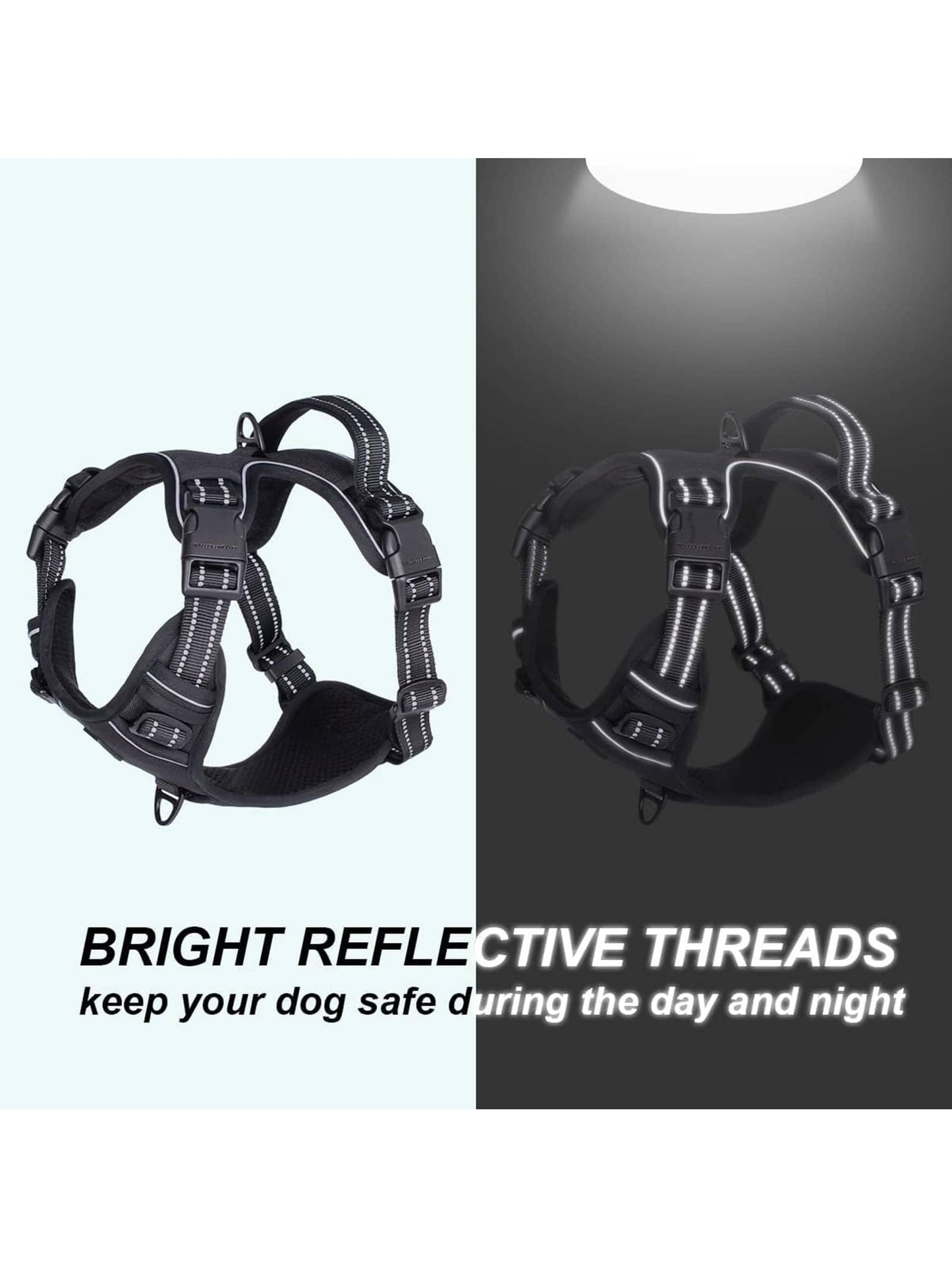 Dog Harness and Leash Combo, Escape Proof No Pull Vest Harness, with 5 Feet Leash, Reflective Adjustable Soft Padded Pet Harness with Handle for Small to Large Dogs