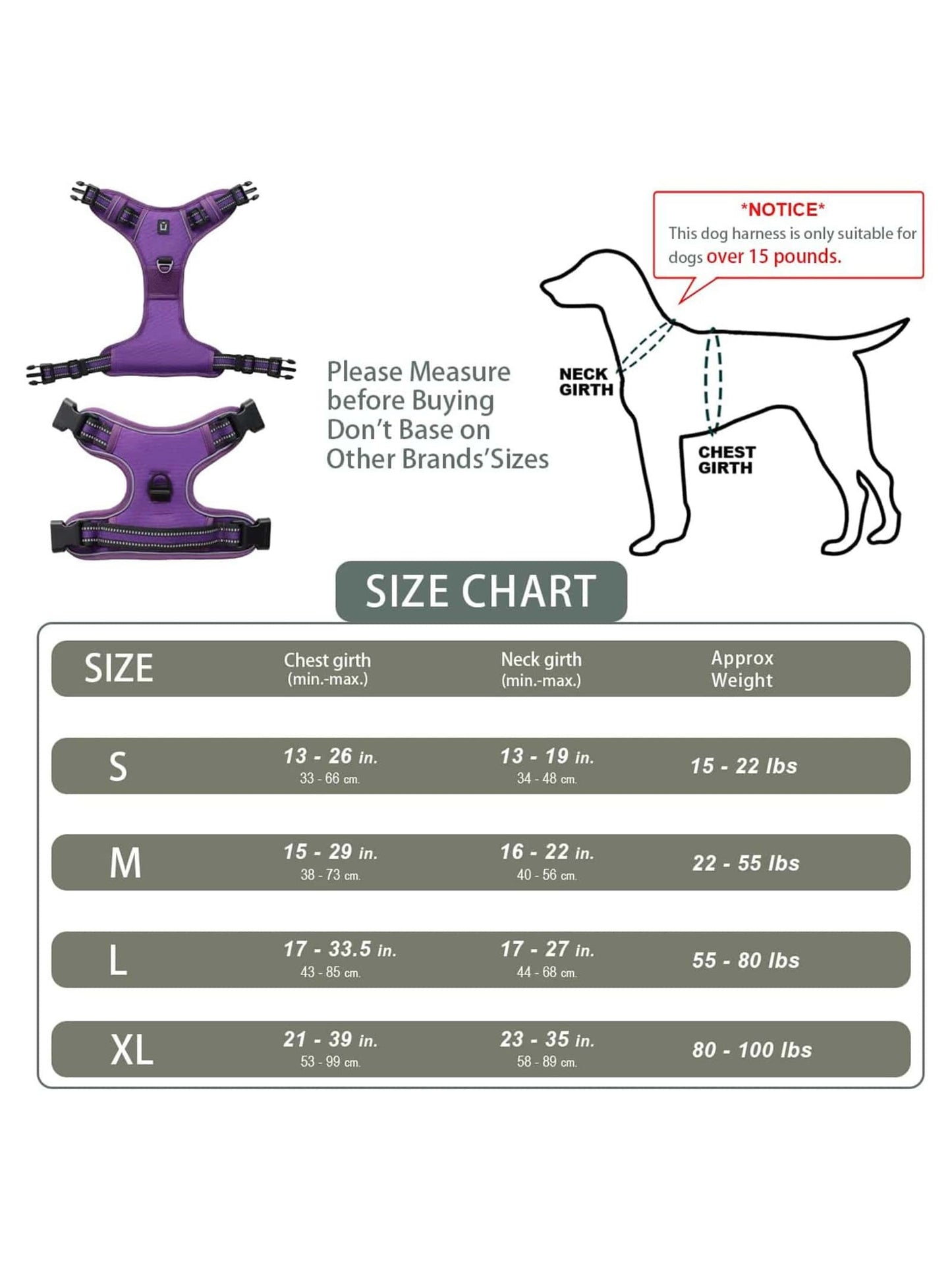 Dog Harness and Leash Combo, Escape Proof No Pull Vest Harness, with 5 Feet Leash, Reflective Adjustable Soft Padded Pet Harness with Handle for Small to Large Dogs