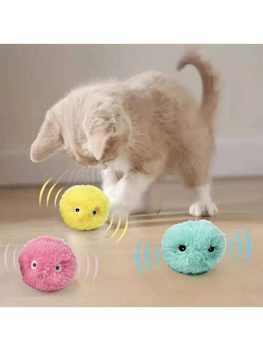 Cat Plush Toy Interactive Ball With Catnip, Cat Training Toy, Pet Squeaky Sound Toy Ball