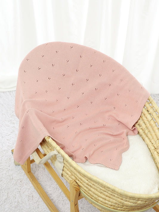 1pc Simple Pink Multi-functional Knitted Baby Blanket For All Seasons
