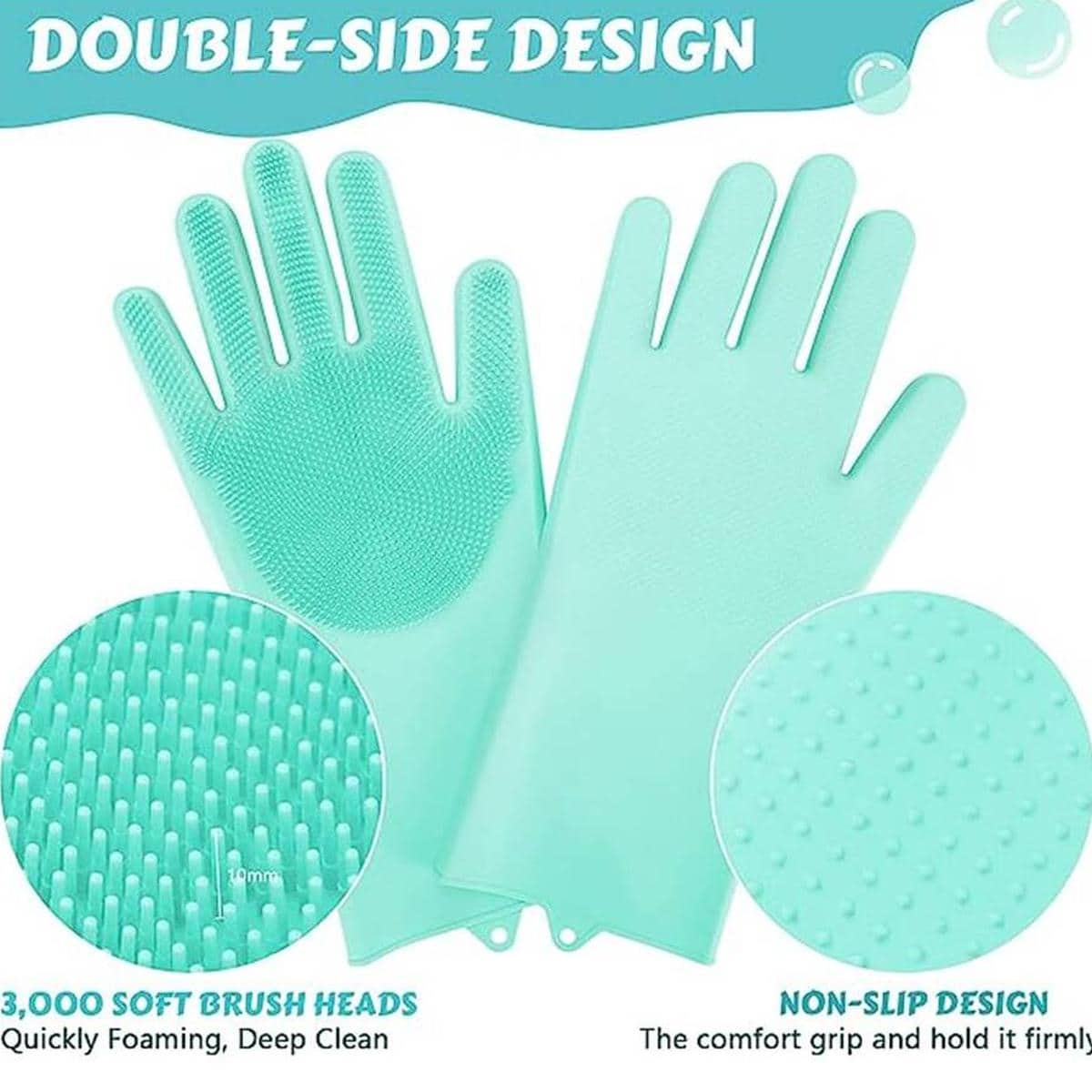 1pair 140g Lake Blue Silicone Pet Bathing Gloves For Cats And Dogs, Home Use