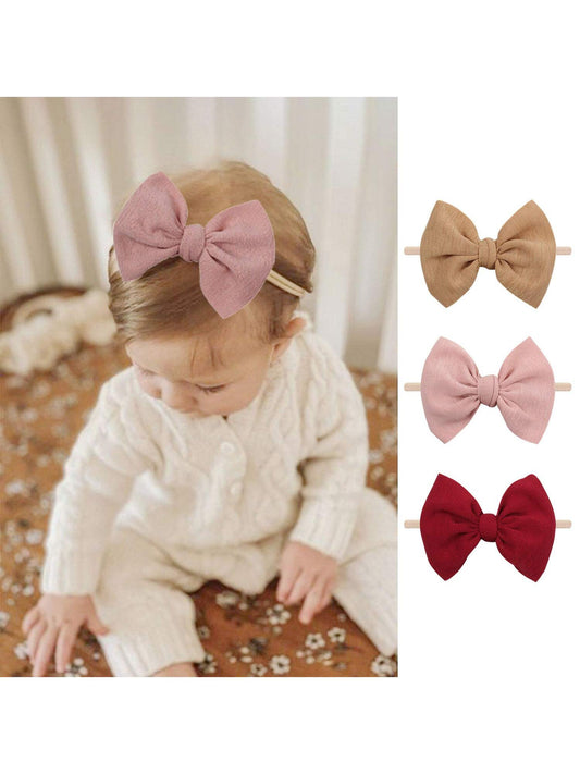 3 PCS PER SET Baby Girls Nylon Headbands Newborn Bows Handmade Hair Hairbands Accessories for Infant Toddlers Kids