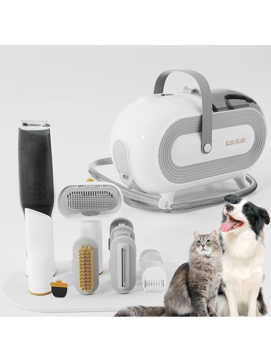 7 In 1 Low Noise 2l Large Dust Cup 300w Strong Suction Pet Grooming Tool, Compatible With Cats And Dogs, Grey