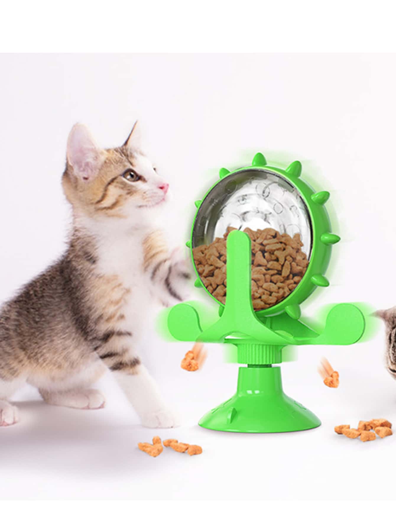 1pc Cat Toy Slow Feeder Interactive Rotating Disc With Bell And Windmill