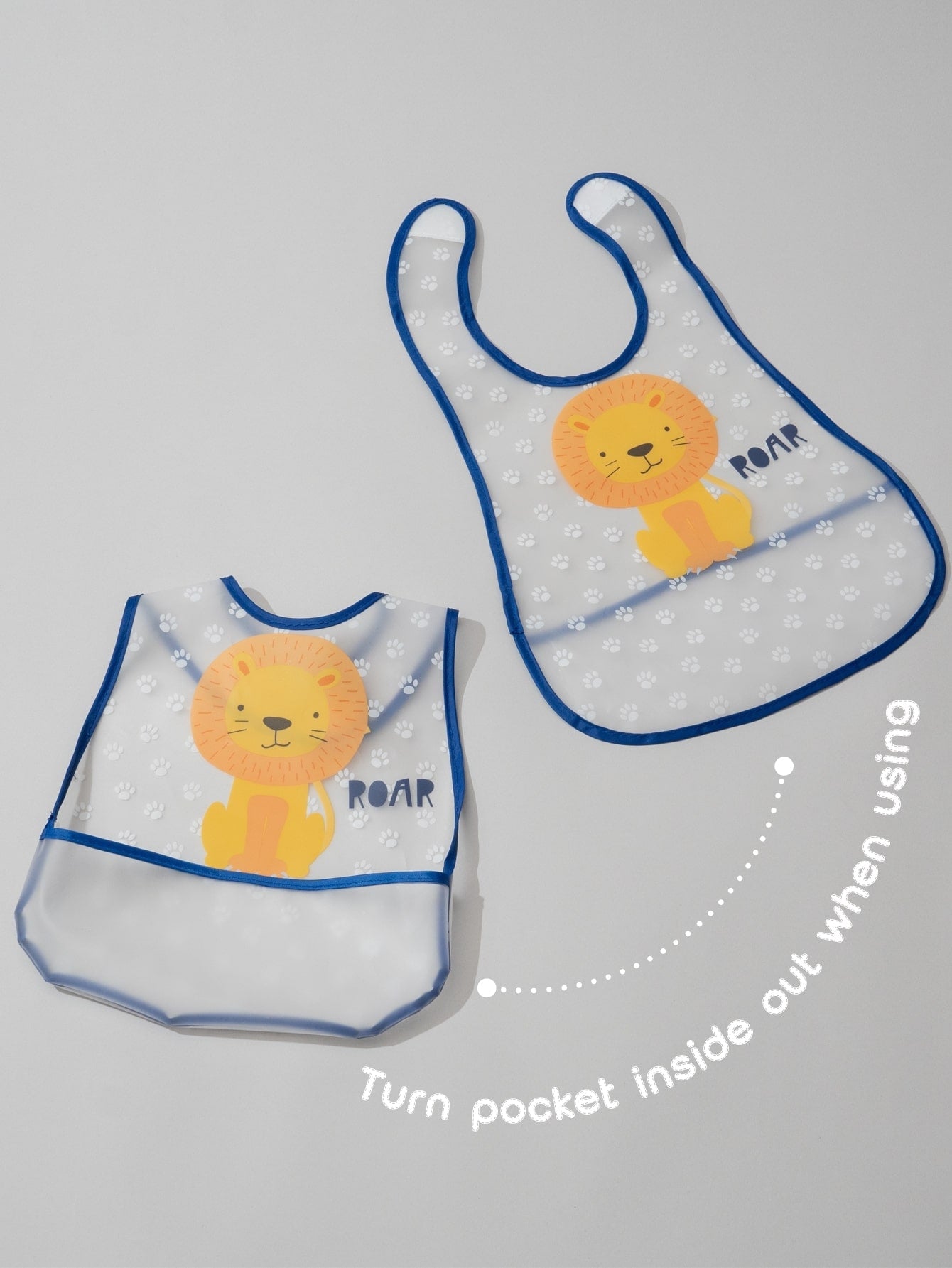 2pcs Cartoon Animal Pattern Peva Waterproof Bib For Infant Twins Feeding