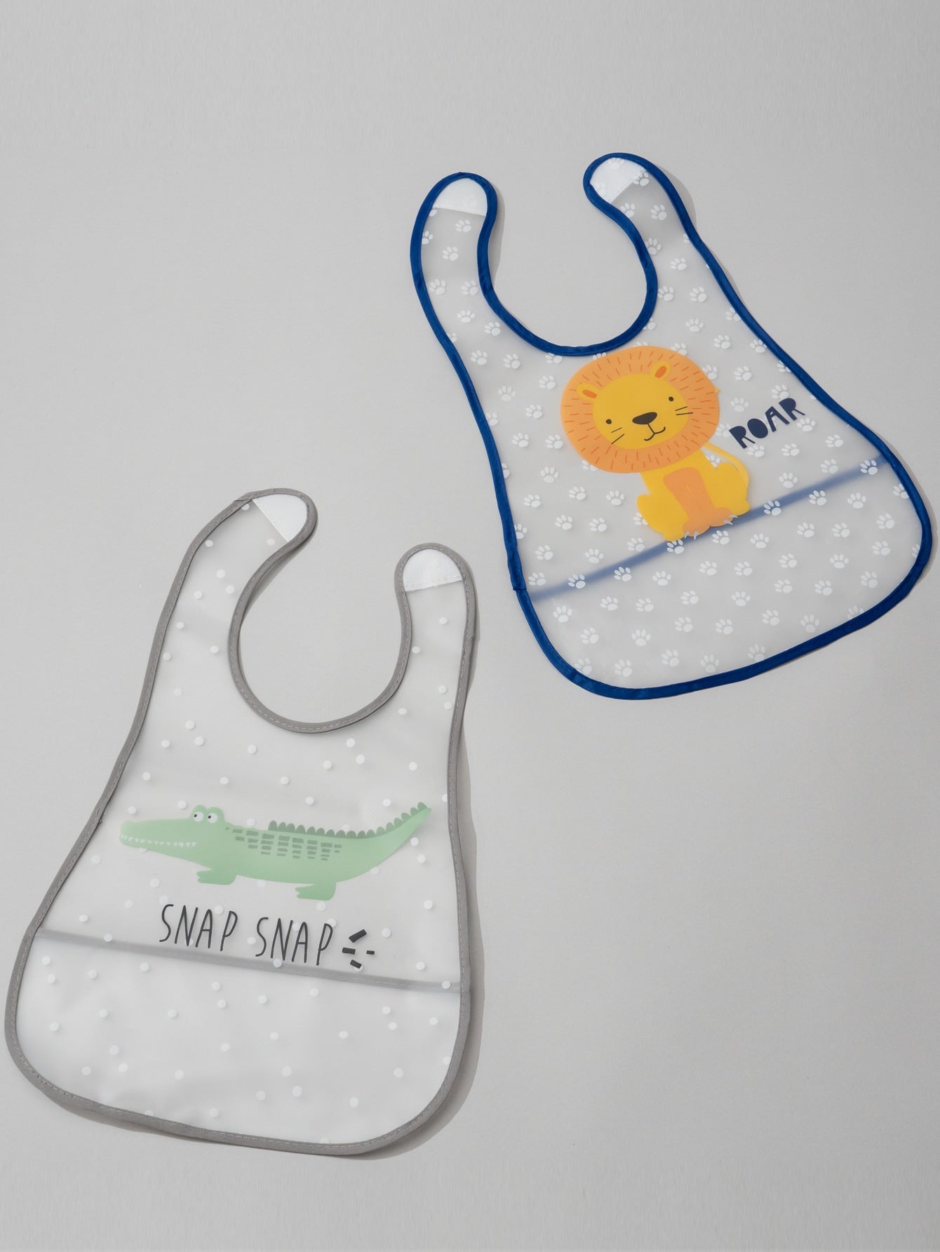 2pcs Cartoon Animal Pattern Peva Waterproof Bib For Infant Twins Feeding