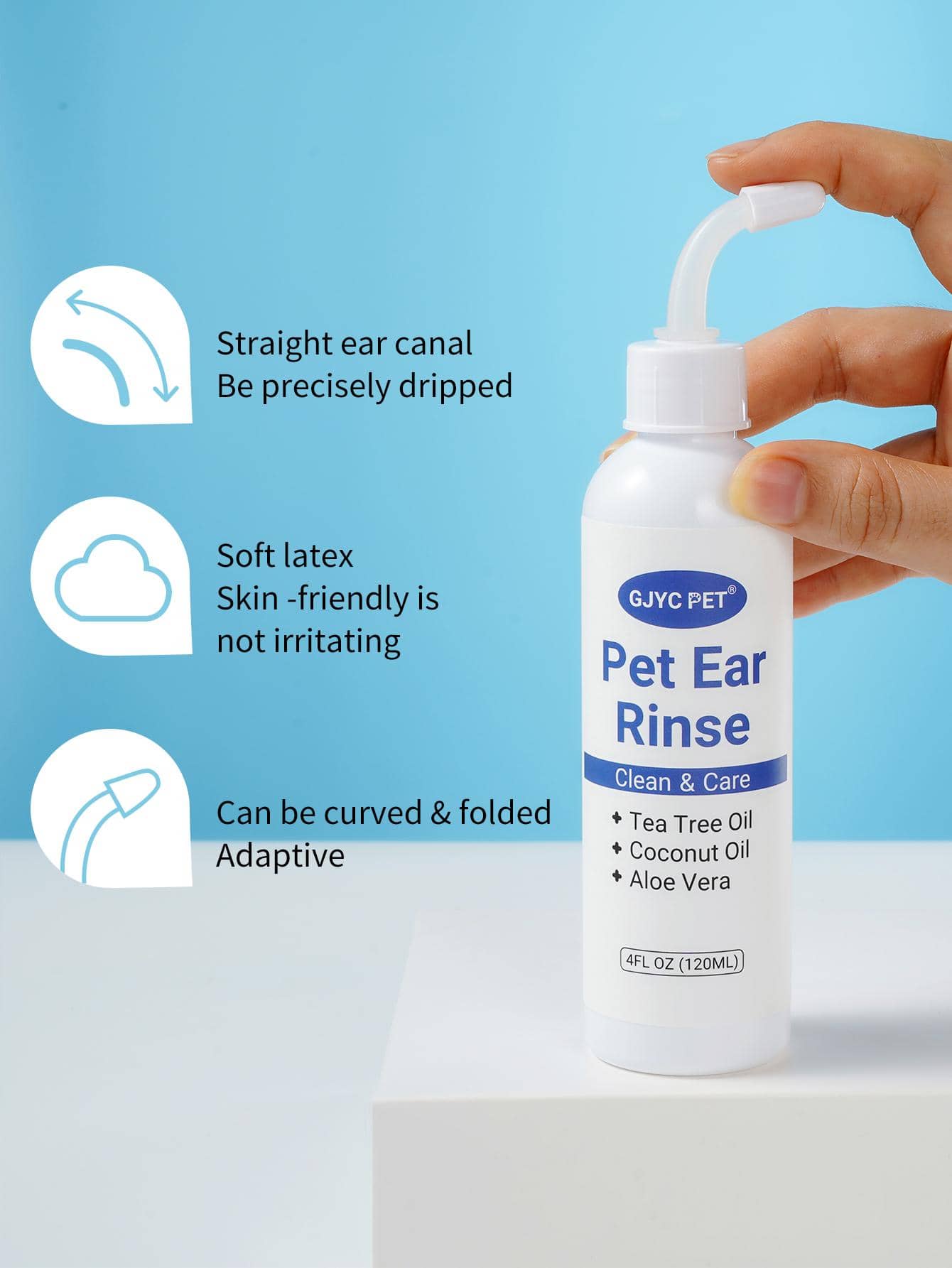 1 Bottle 4oz Pet Ear Drops, Gentle & Soothing, For Cleaning Ear Canal