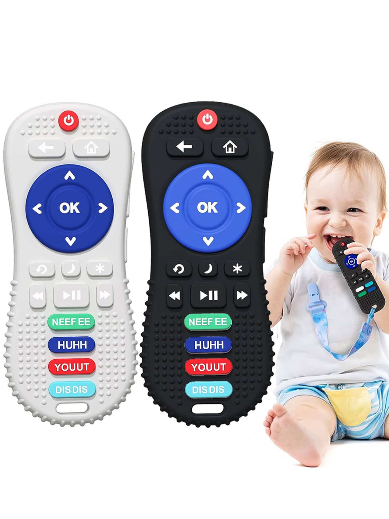 1pc Random Color Baby Tv Remote Control Shape Toy Silicone Teether Chewing Grasping Exercise Game