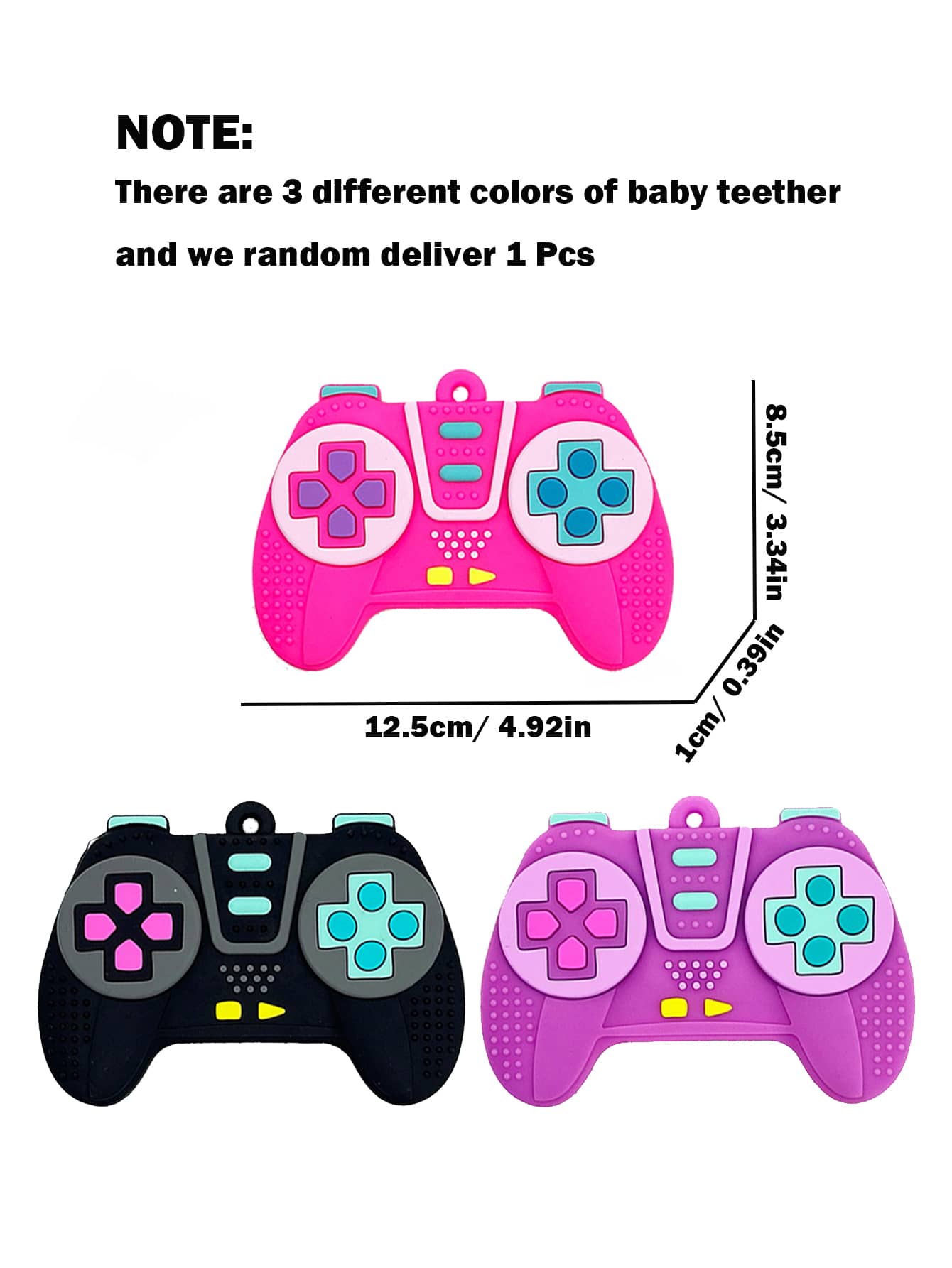 1pc Random Color Baby Tv Remote Control Shape Toy Silicone Teether Chewing Grasping Exercise Game