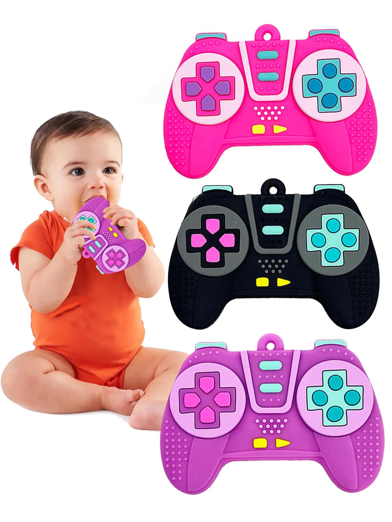 1pc Random Color Baby Tv Remote Control Shape Toy Silicone Teether Chewing Grasping Exercise Game