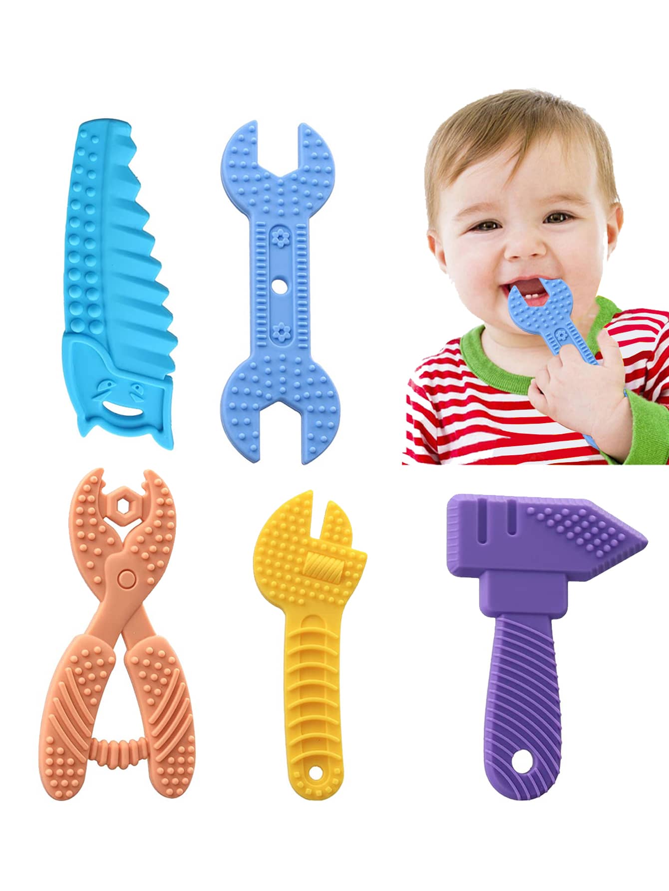 1pc Random Color Baby Tv Remote Control Shape Toy Silicone Teether Chewing Grasping Exercise Game