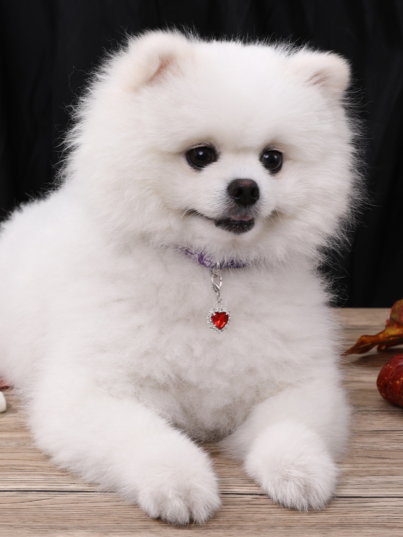 1pc Red Pet Collar Peach Heart Pendant