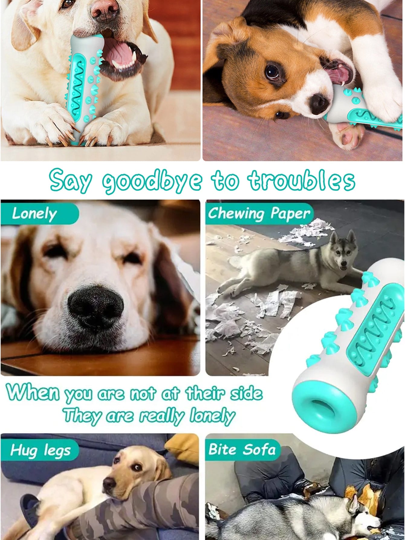 1pc Blue Dog Chew Toy & Toothbrush For Teeth Grinding And Cleaning, Suitable For Large, Medium, And Small Dogs