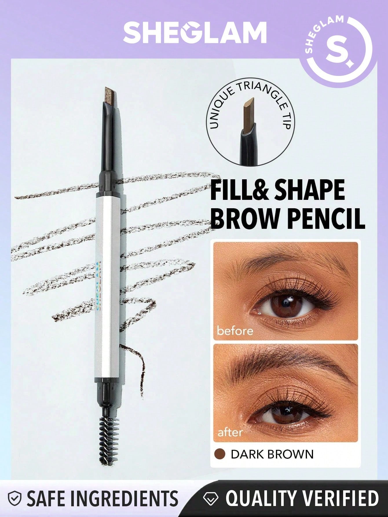 SHEGLAM Dual-Ended Fine Eyebrow Pencil - Coffee  Waterproof  Double Head Eyebrow Pen Long Lasting Smudge-Proof Filling Outlining Triangle Head Eyebrow Makeup