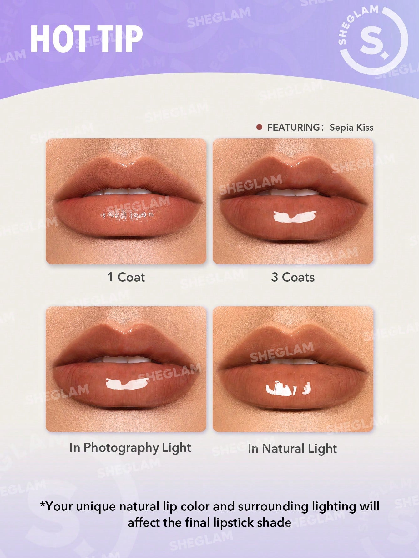 SHEGLAM Pout-Perfect Shine Lip Plumper-Sepia Kiss Moisturizing Plumping Solid Lip Gloss Non-Stick Nourishing Lip Plumping Serum Coconut Oil Lipstick Lip Cosmetics