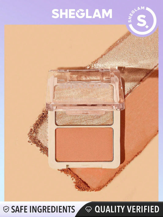 SHEGLAM Glam 101 Hybrid Highlighter & Blush Duo-Vienna  Blush Highlighter Powder Palette Non-Fading Multi-Use Non-Greasy Shimmer Lightweight Smooth Blusher