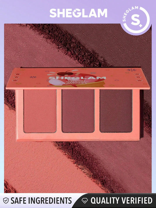 SHEGLAM Sweet Cheeks Blush Trio-Sunset Cruise 3-Clolor Powder Blush Palette Non-Fading Multi-Use Non-Greasy Shimmer Lightweight Velvet Smooth Blusher