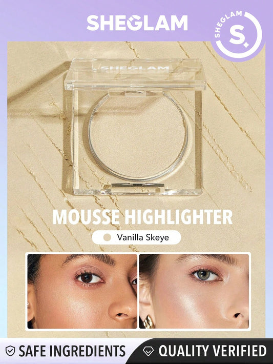 SHEGLAM Cosmic Crystal Mousse Highlighter - Vanilla Skeye  Powder Highlighter  Powder  Shimmer Long Wear Brightening Non-Caking  Glow Highlighter