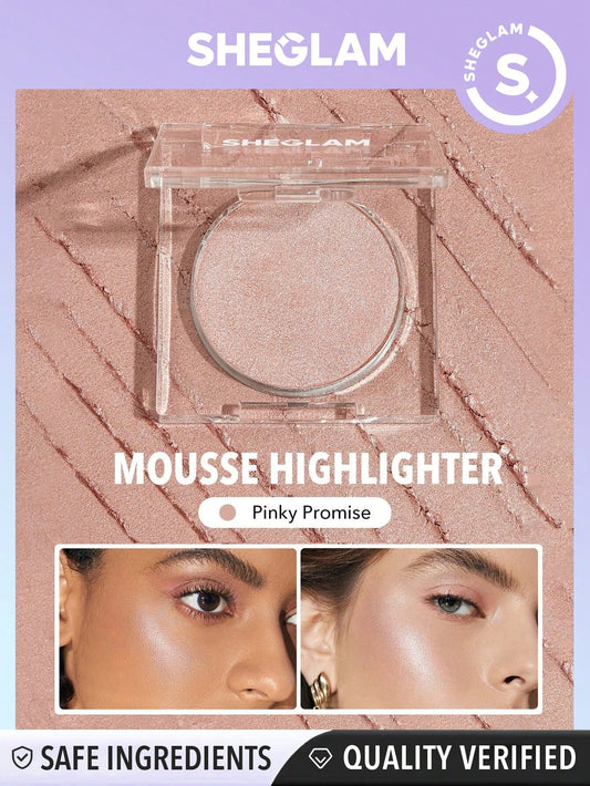 SHEGLAM Cosmic Crystal Mousse Highlighter - Pinky Promise  Powder Highlighter  Powder  Shimmer Long Wear Brightening Non-Caking  Glow Highlighter