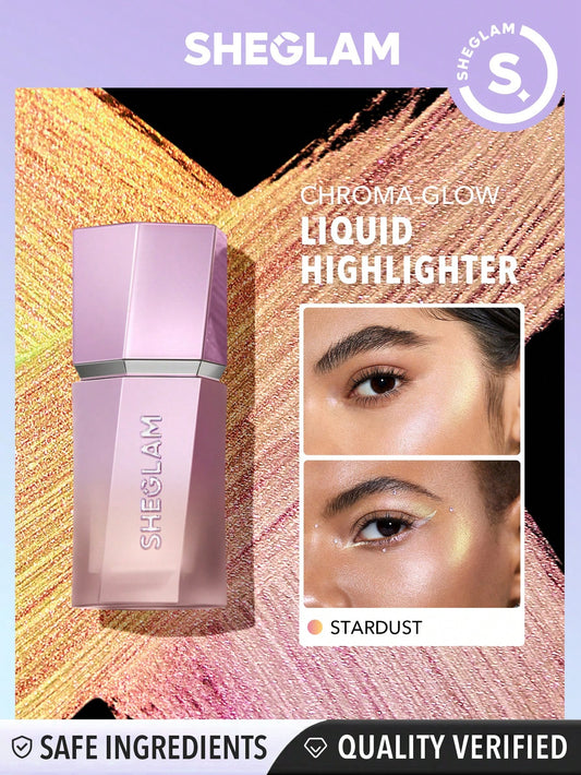 SHEGLAM Chroma-Glow Bloom Liquid Highlighter-Solar Flare Color Changing Gel Cream Multichrome Highlighter High-Shine Finish Long Wear Brightening Non-Caking Glow Highlighter Makeup