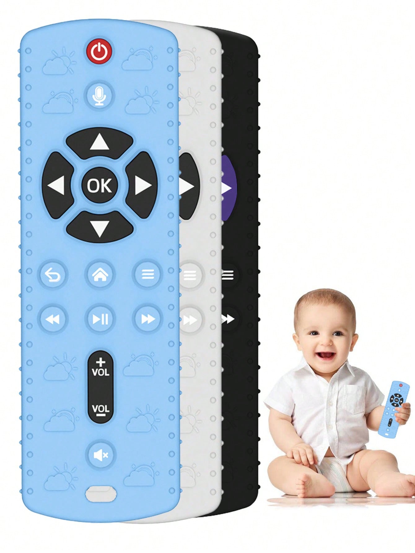 1pc Random Color Baby Tv Remote Control Shape Toy Silicone Teether Chewing Grasping Exercise Game