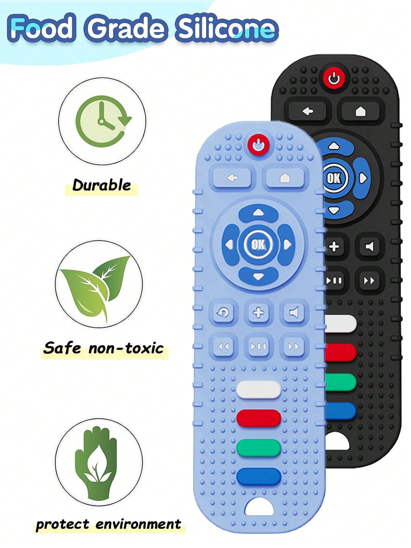 1pc Random Color Baby Tv Remote Control Shape Toy Silicone Teether Chewing Grasping Exercise Game