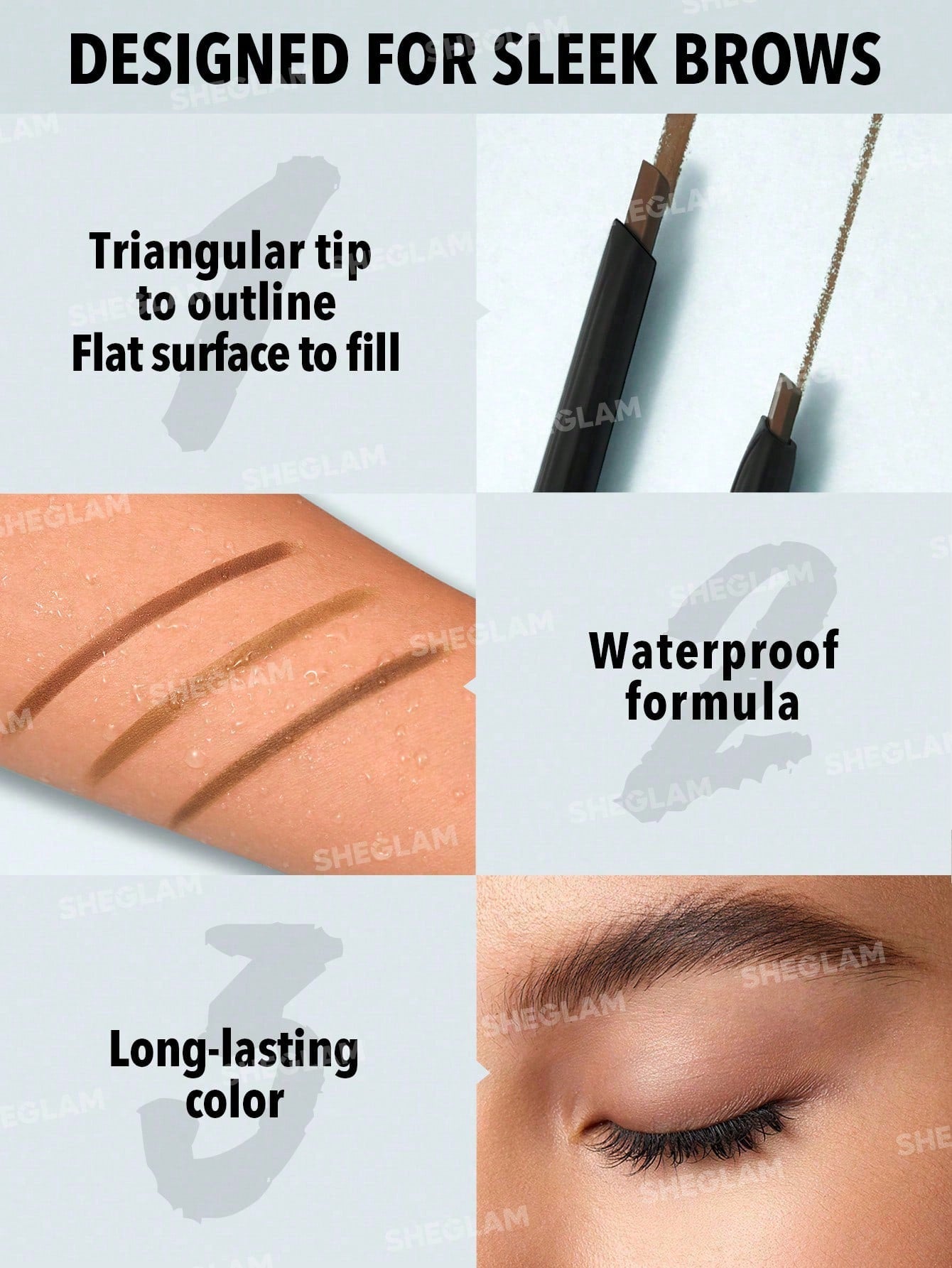SHEGLAM Dual-Ended Fine Eyebrow Pencil - Coffee  Waterproof  Double Head Eyebrow Pen Long Lasting Smudge-Proof Filling Outlining Triangle Head Eyebrow Makeup