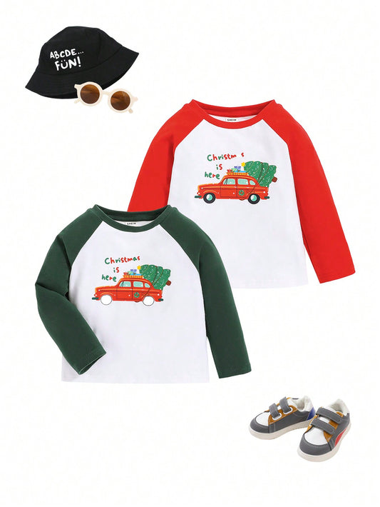 Baby Boy 2pcs Christmas Print Raglan Sleeve Tee