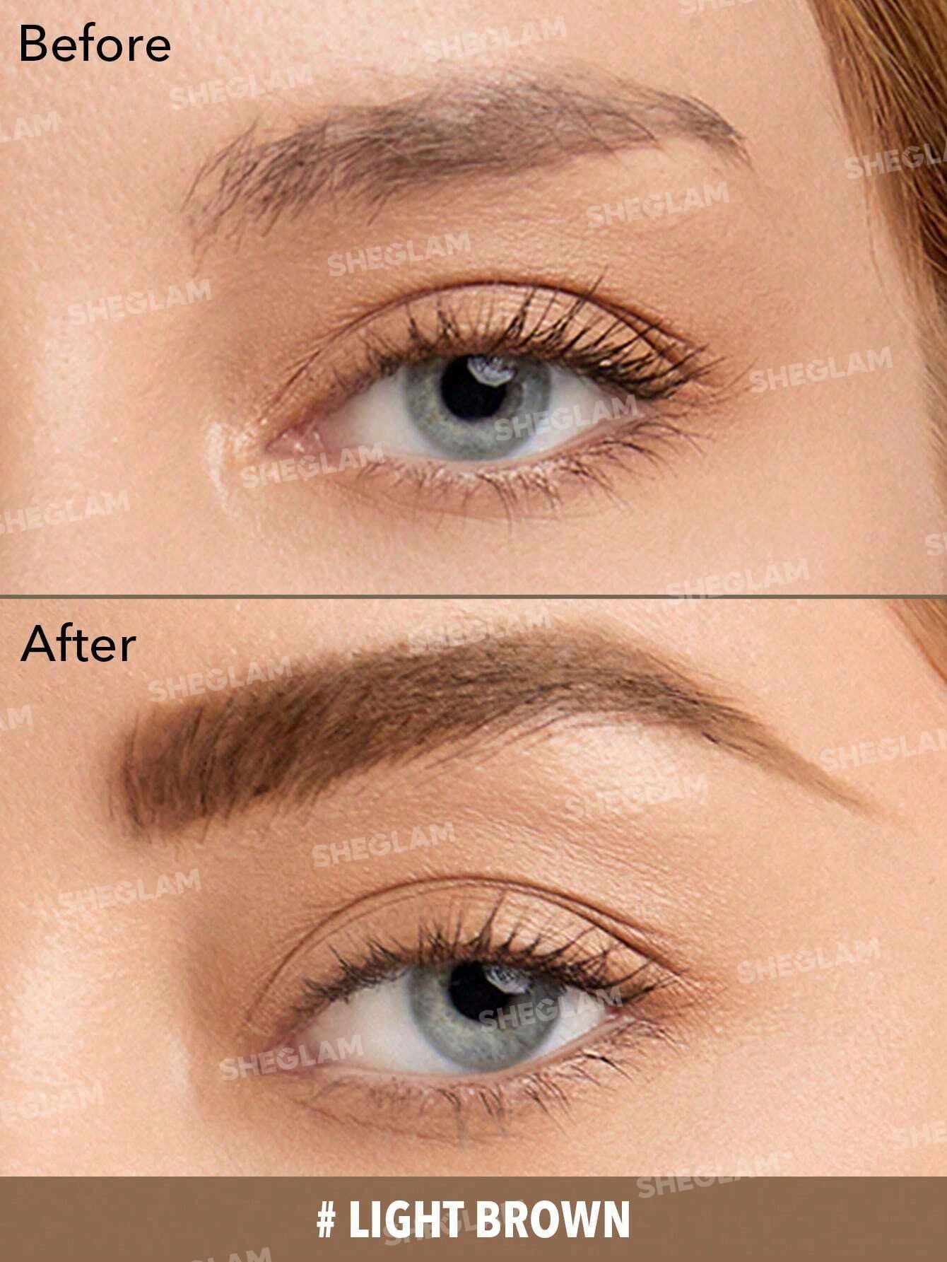 SHEGLAM Dual-Ended Fine Eyebrow Pencil - Coffee  Waterproof  Double Head Eyebrow Pen Long Lasting Smudge-Proof Filling Outlining Triangle Head Eyebrow Makeup
