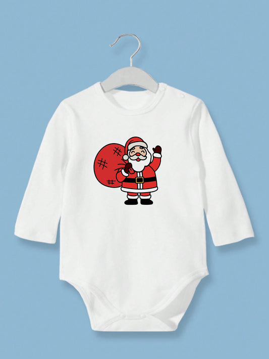 Baby Girl Christmas Santa Claus Print Bodysuit