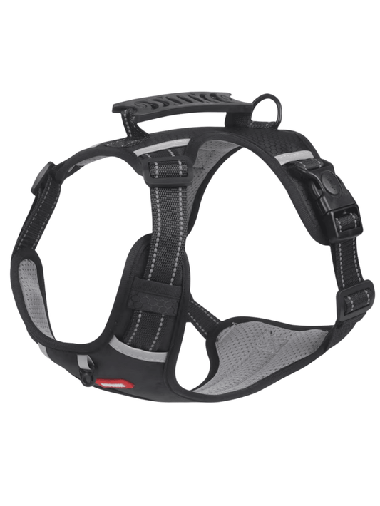 1pc Black Reflective Large Size Pet Harness Vest With Chest & Back Strap For Dogs/cats, Including Leash For Walking Training
