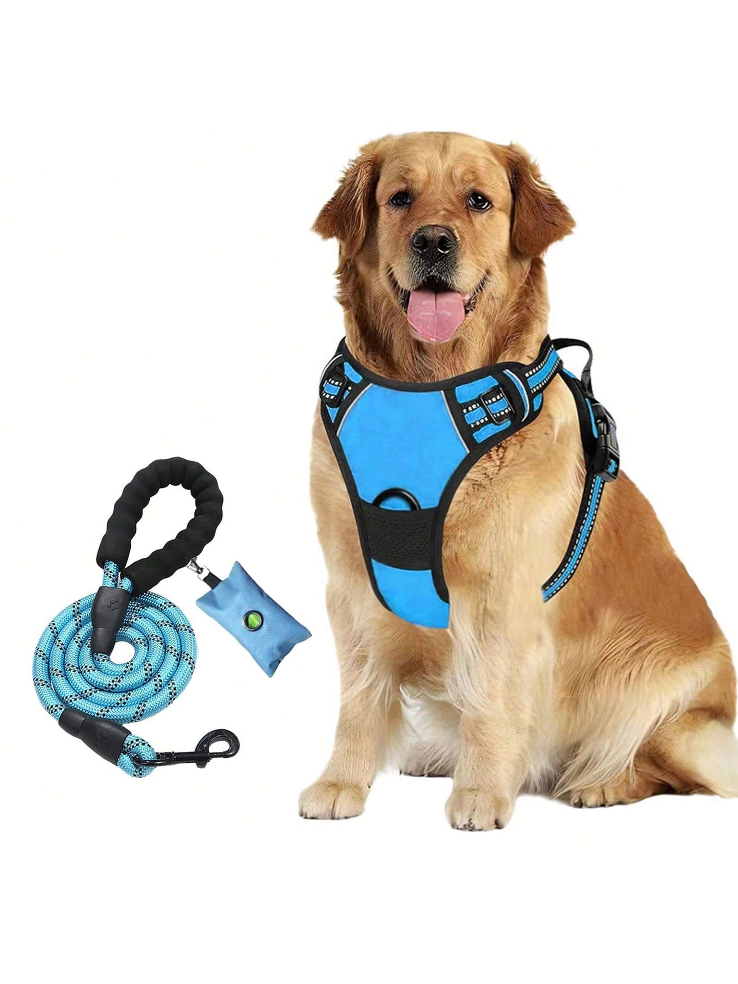 3pcs Ultimate Dog Walking Set - Harness, Leash, Poop Bag Dispenser - Ideal For Medium And Large Dogs, Extra Comfortable And Adjustable Fit