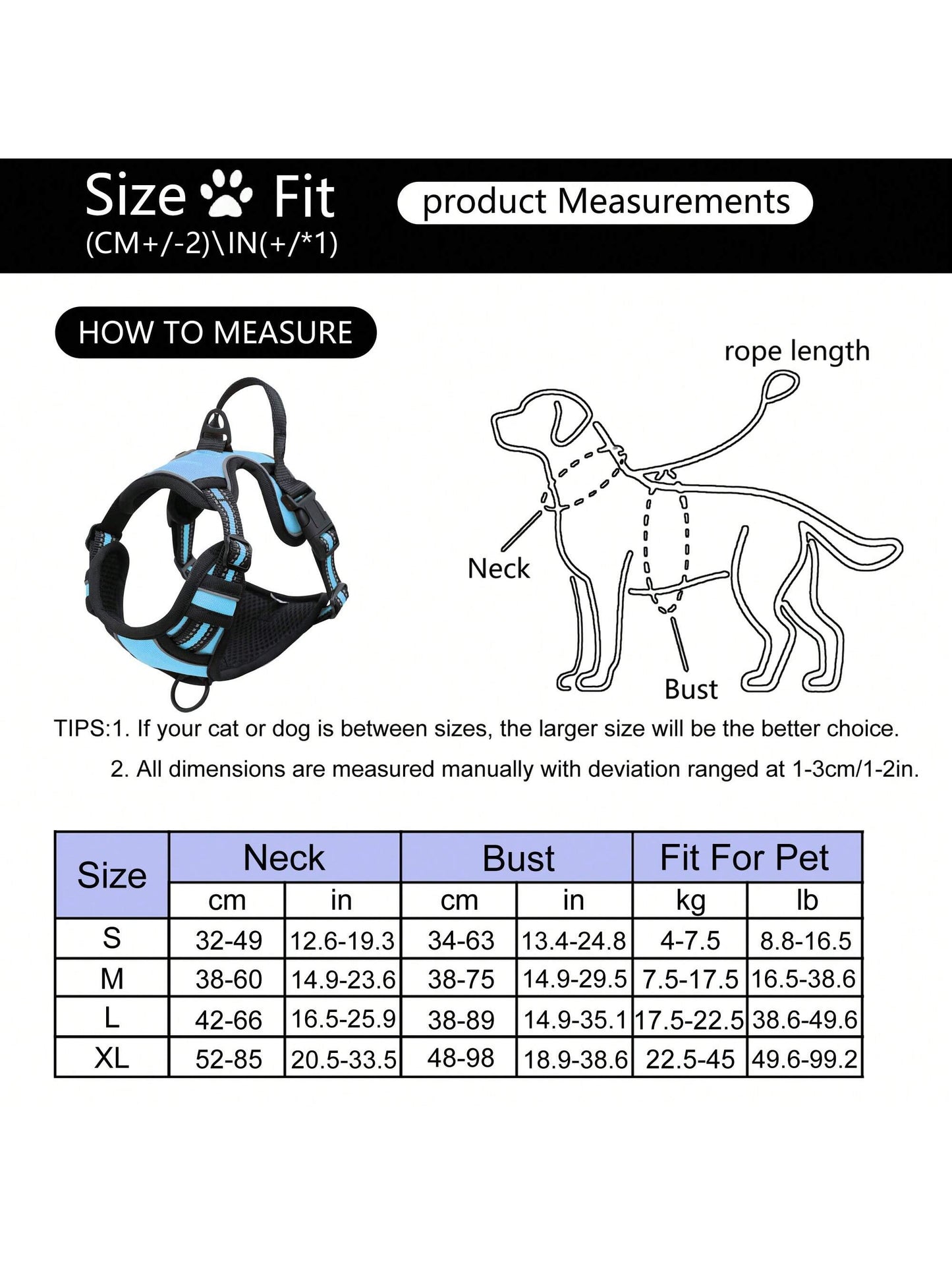 3pcs Ultimate Dog Walking Set - Harness, Leash, Poop Bag Dispenser - Ideal For Medium And Large Dogs, Extra Comfortable And Adjustable Fit