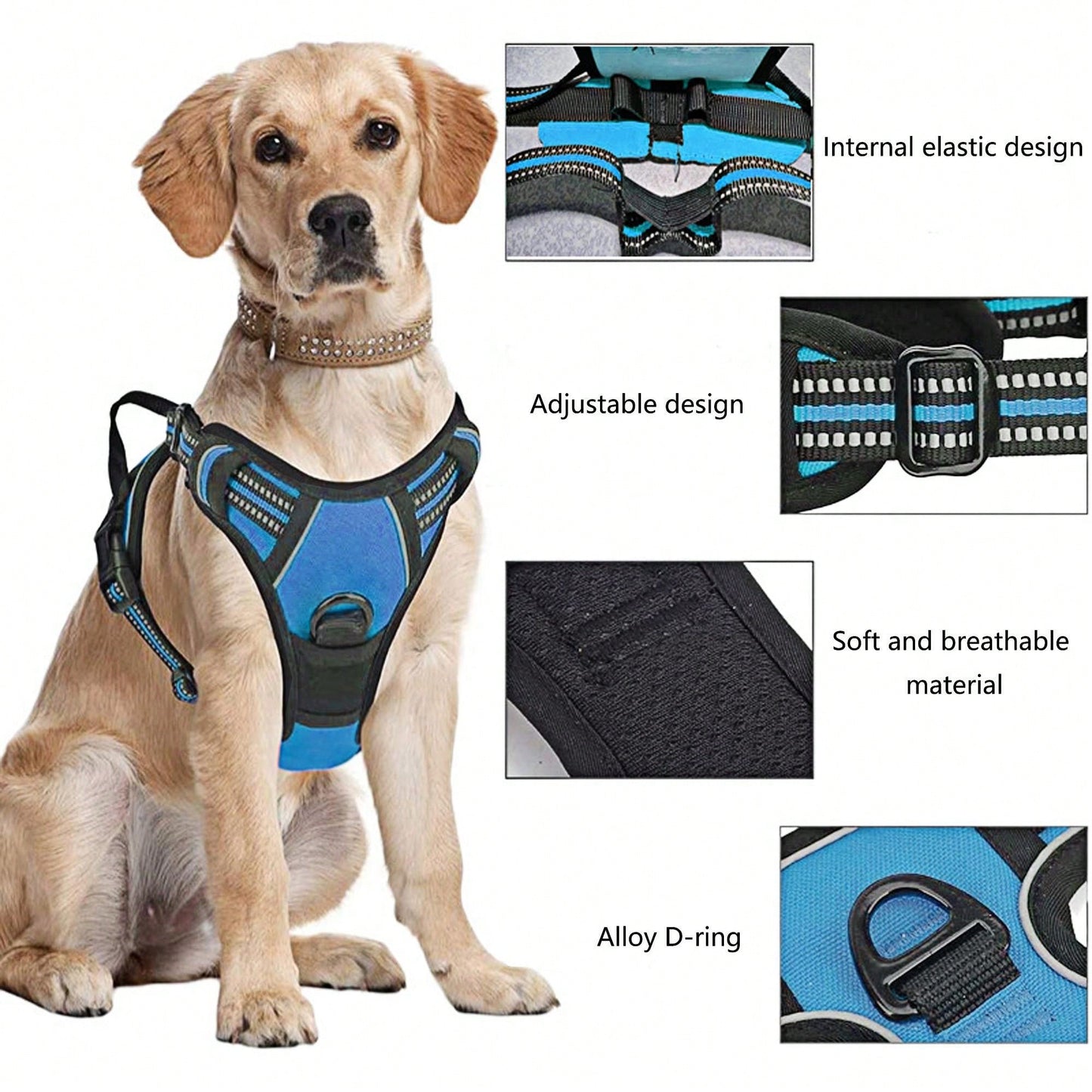 3pcs Ultimate Dog Walking Set - Harness, Leash, Poop Bag Dispenser - Ideal For Medium And Large Dogs, Extra Comfortable And Adjustable Fit