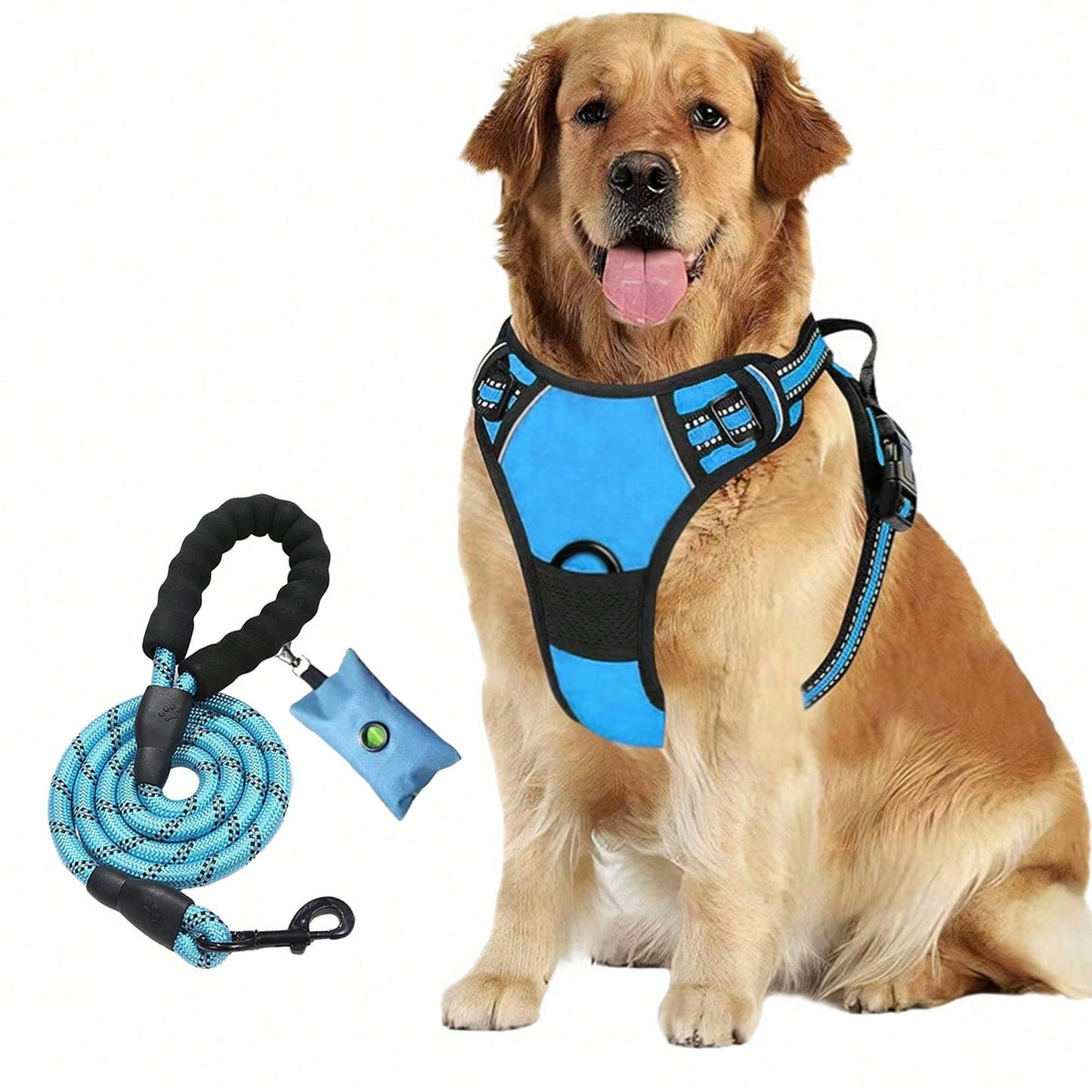 3pcs Ultimate Dog Walking Set - Harness, Leash, Poop Bag Dispenser - Ideal For Medium And Large Dogs, Extra Comfortable And Adjustable Fit