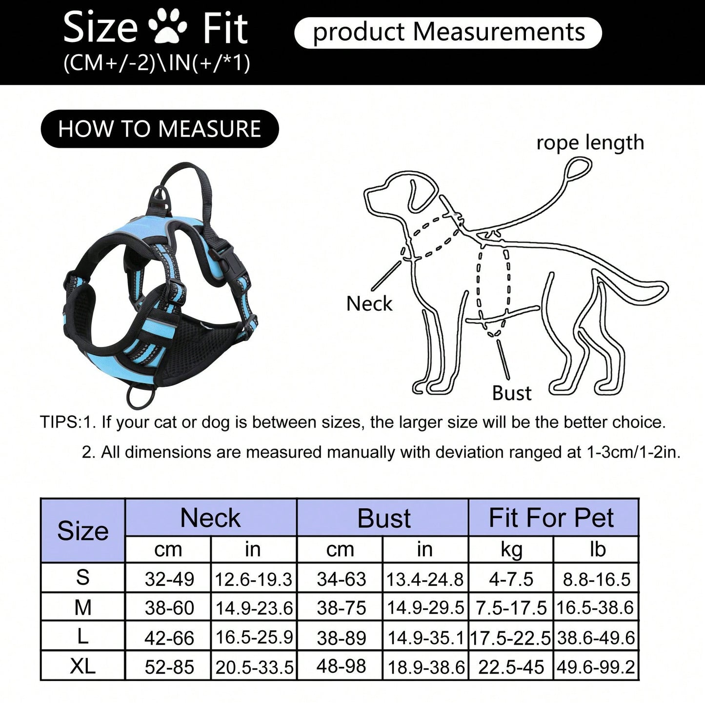 3pcs Ultimate Dog Walking Set - Harness, Leash, Poop Bag Dispenser - Ideal For Medium And Large Dogs, Extra Comfortable And Adjustable Fit