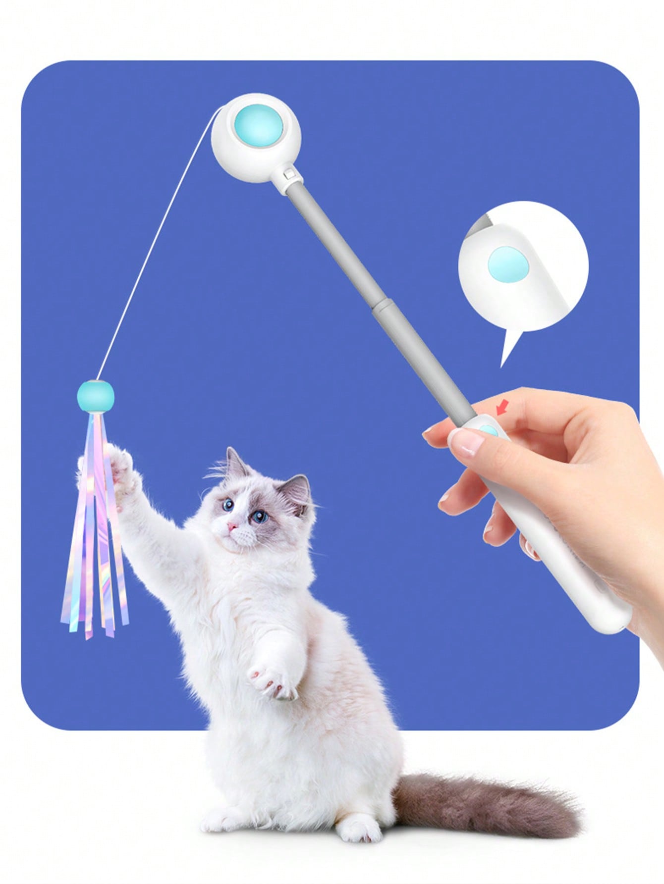 Interactive Cat Teaser Wand Toys With Replacement Feather