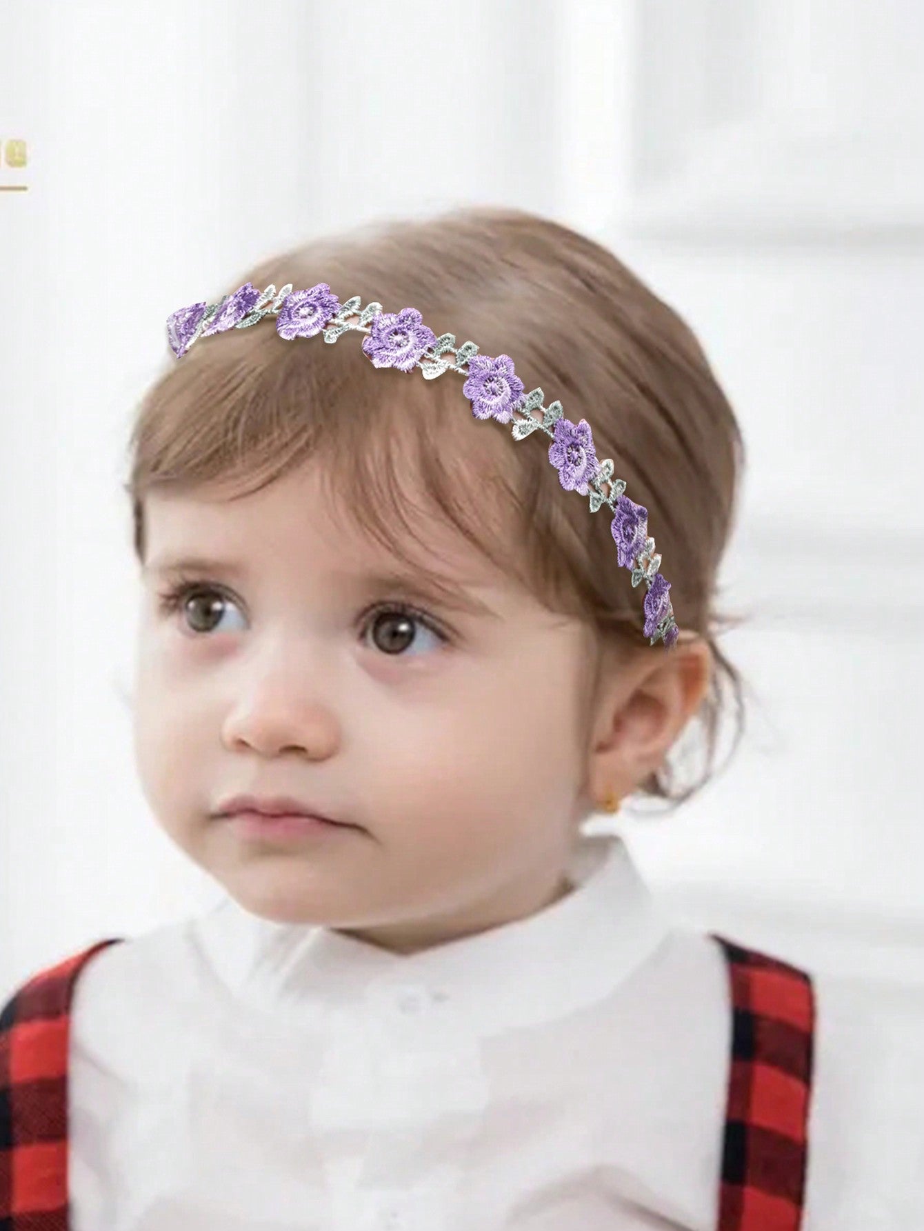 2pcs Purple Artificial Flower Headband for Girls,Lifelike Flower Elastic Hairband,Spring Trendy Headwear,Kids Baby Hair Accessories.