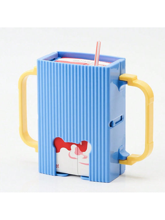 1pc Children's Anti-Squeeze Drink Box/Feeding Tool/Baby Milk And Juice Drinking Anti-Squeeze And Anti-Spray Cup Holder-Adjustable And Retractable For Four Seasons Use