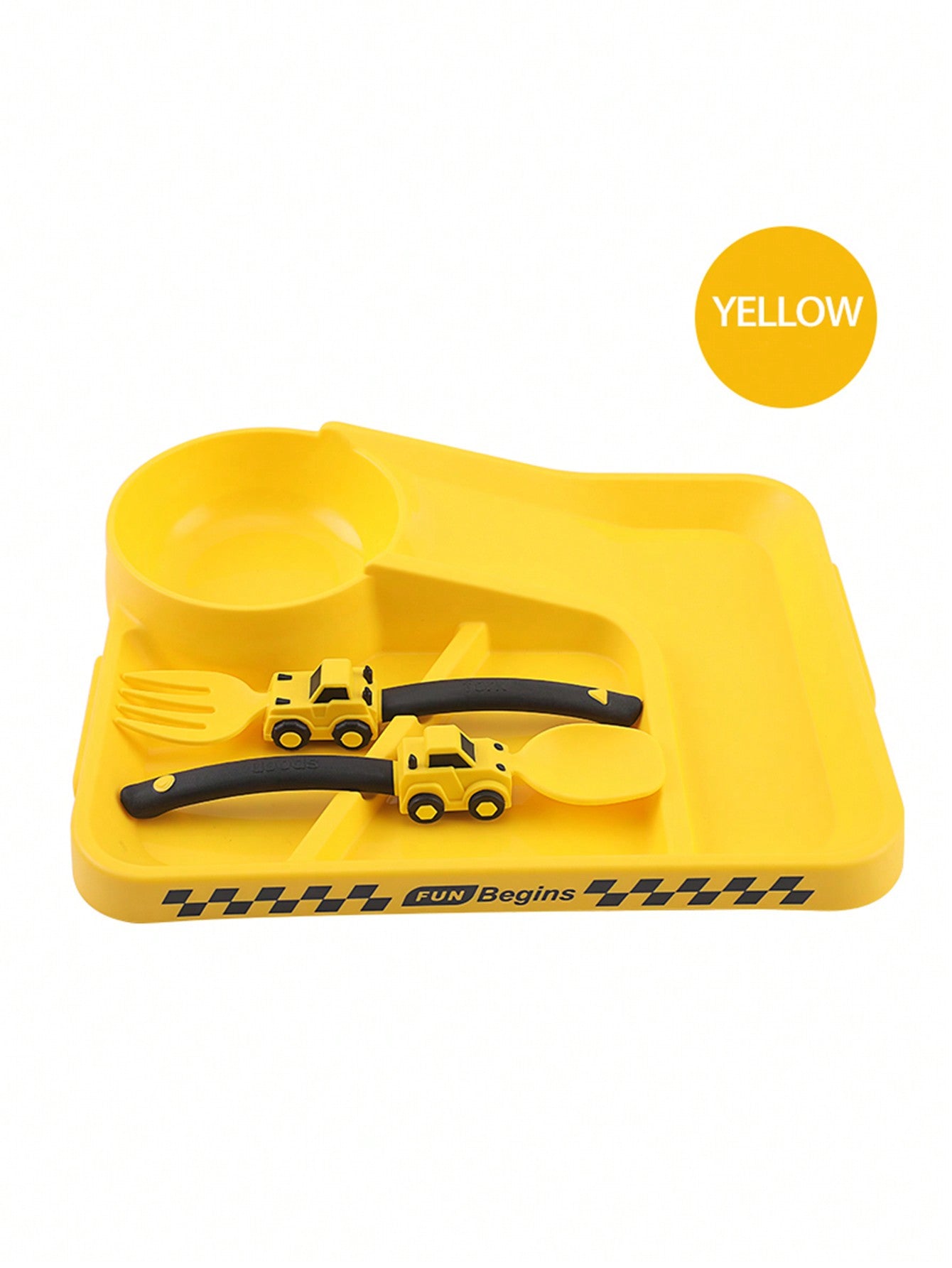 1pc Children's Car Racing Track Themed Food-Grade Pp Spoon And Fork Tableware Set For Daily Mealtime Use