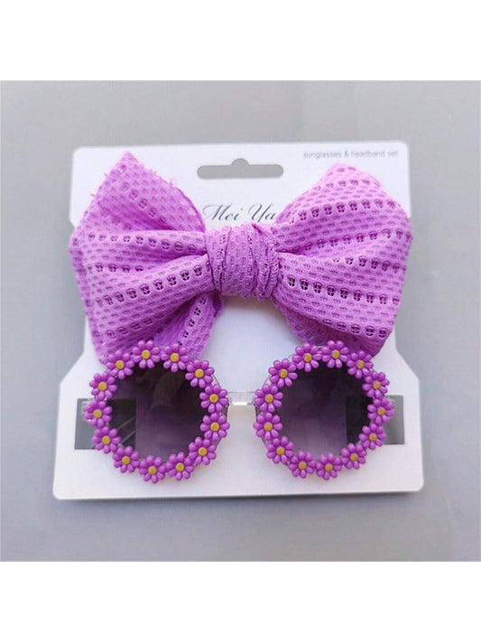 2pcs Kids' Fashionable Hair Accessories Set - Eyeglasses And Headband