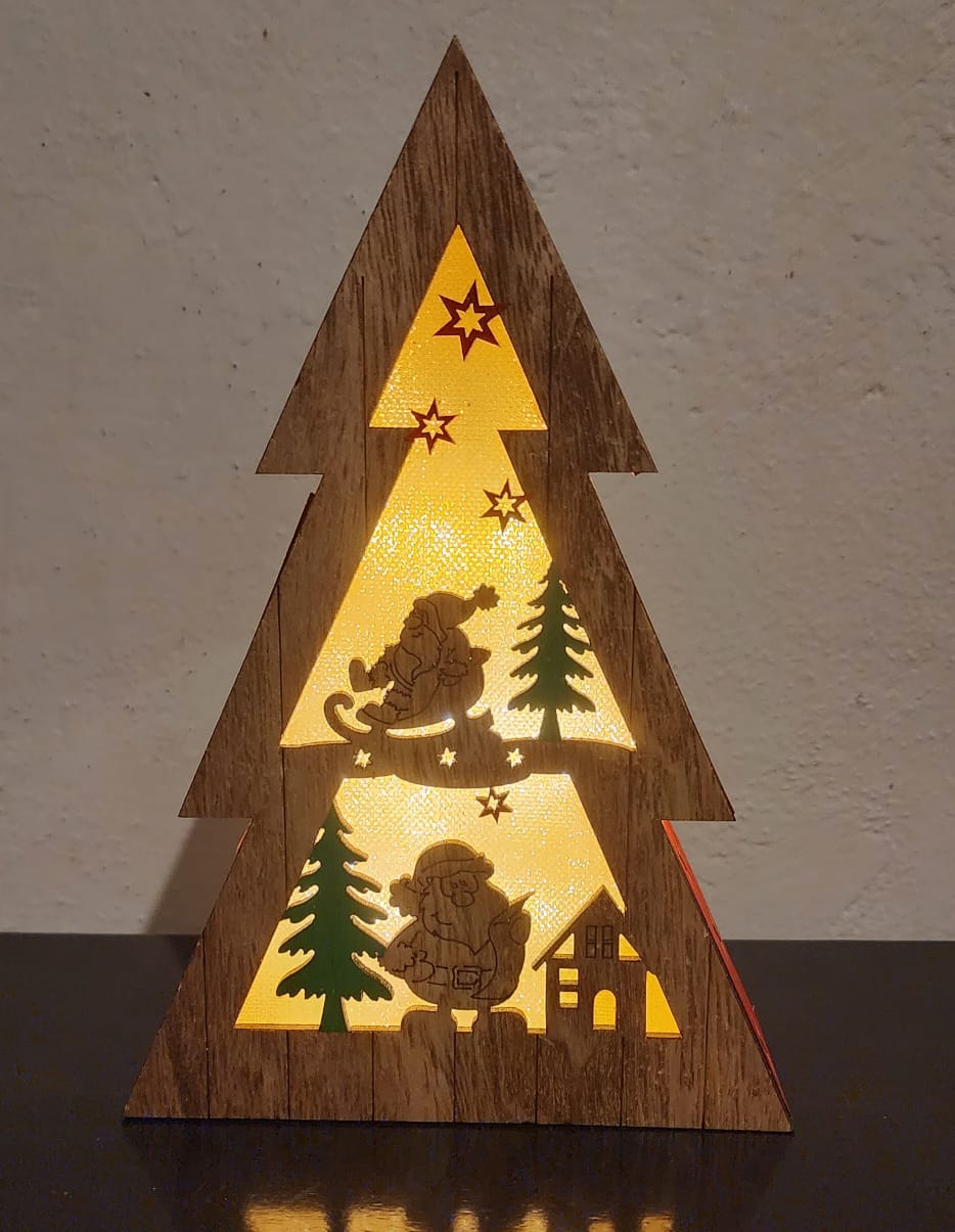 Wood Christmas Tree with lights