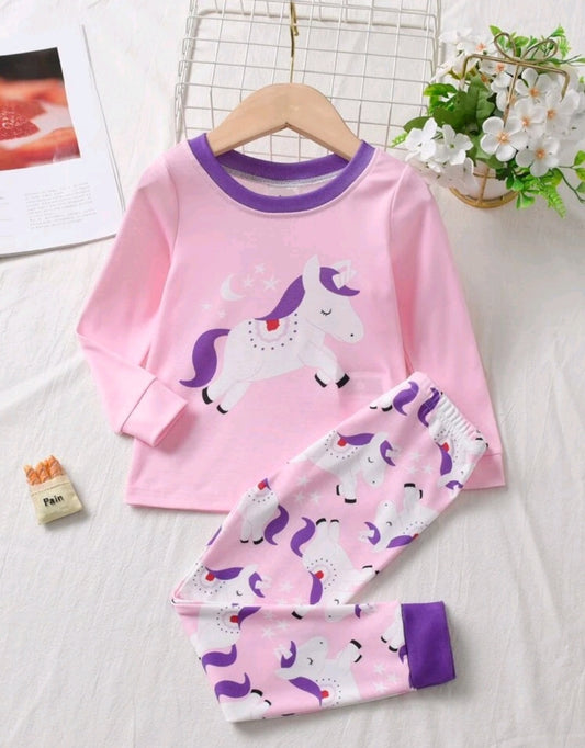 Girls Unicorn Print PJ Set