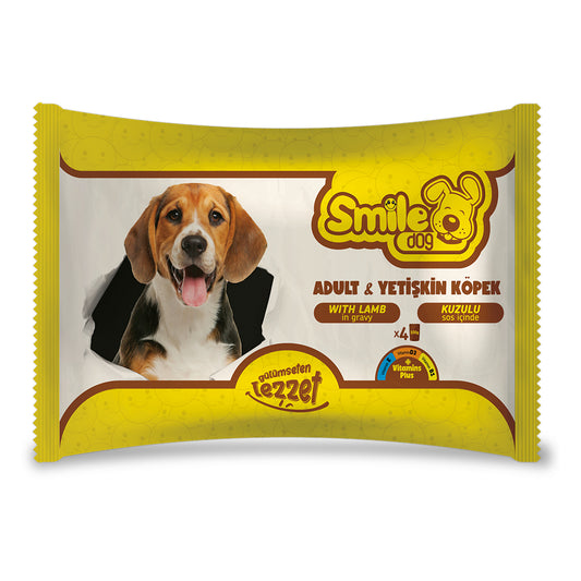 Smile Pouch Pack of 4 for Adult Dogs with Lamb in Gravy Organic Food 400gr