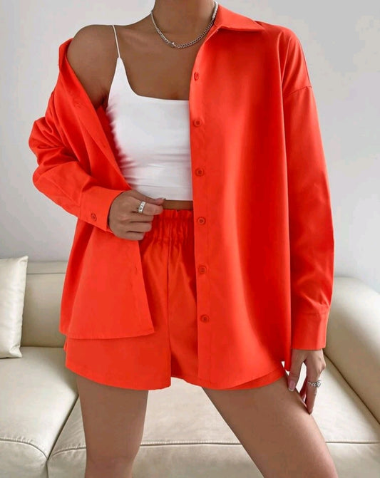 Drop Shoulder Blouse & Shorts