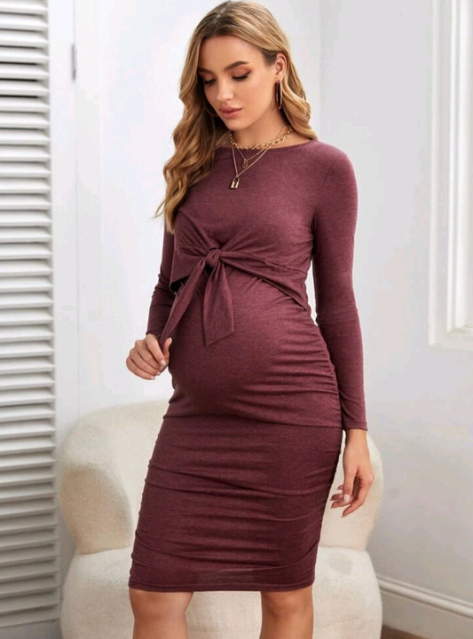 Maternity Tie Front Nursing Bodycon Dress